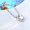 Romantic Genuine 925 Sterling Silver Heart Pattern Crystal Pendants Necklaces For Women Wedding Gift Engagement Accessory