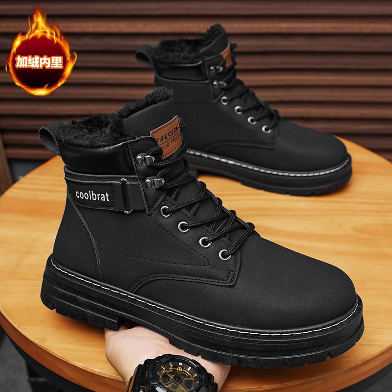 Winter velvet 22 new high-top Martin boots rhubarb boots casual warm cotton shoes big head leather shoes