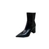 2025 autumn new pointed thick heel high heel temperament French fashion sexy beautiful women short boots