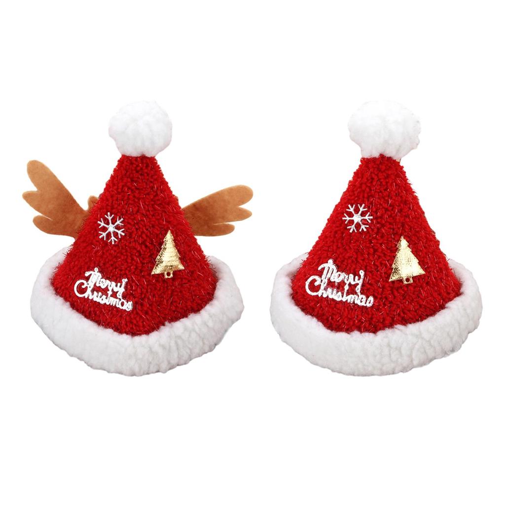 Christmas Hat Hairpin Girls Plush Soft Barrettes Xmas Hat Clips for Holidays Costume Props Festivals Party Supplies Masquerade