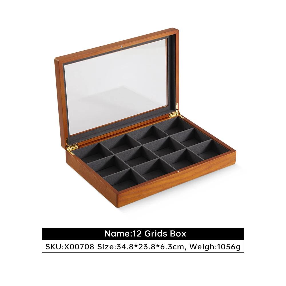 For  Bracelet Necklace Display Case Wooden Ring Earrings Organizer Large Jewelry Storage Box With Cover X007