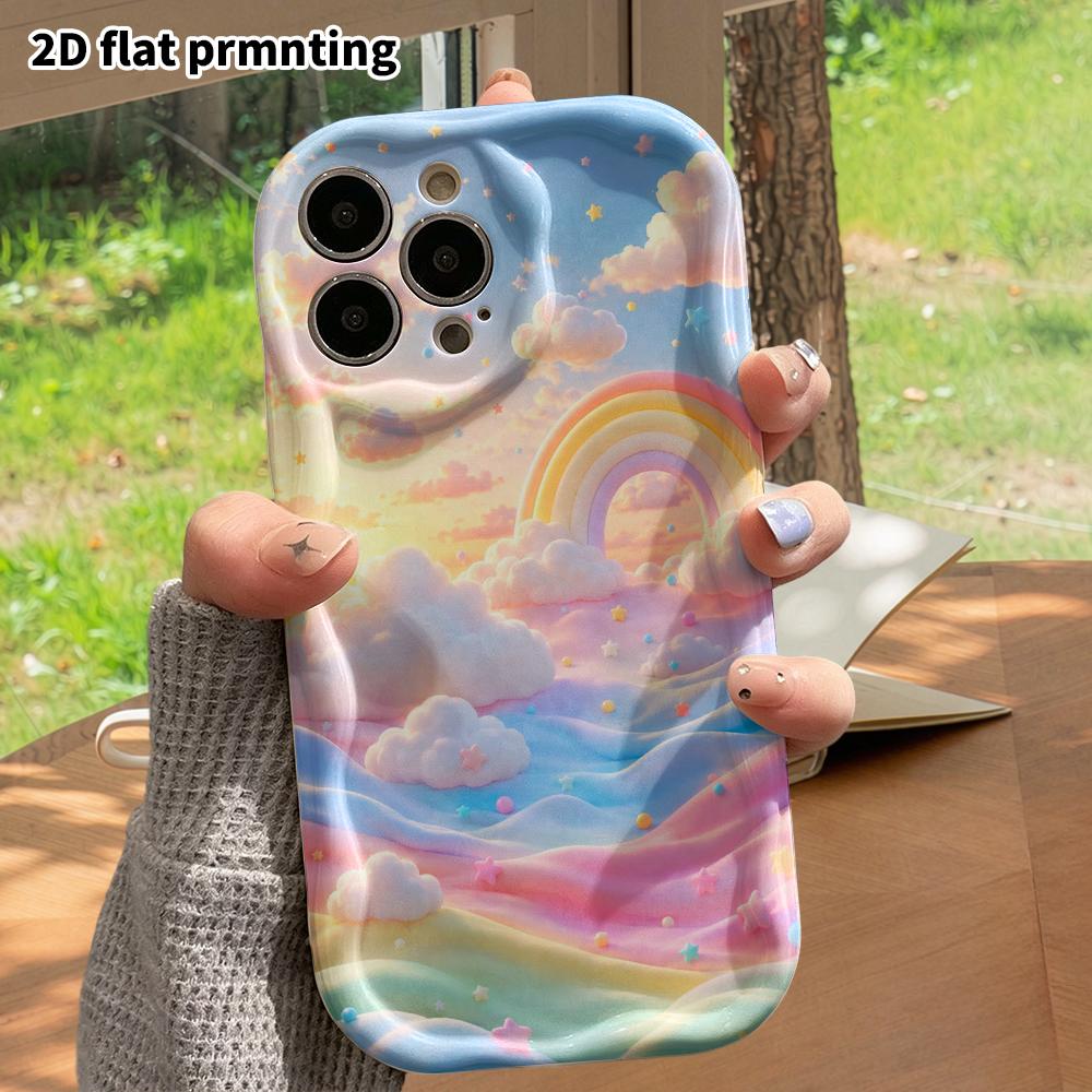 Phone Case: 2D Flat Design Suitable for iPhone 18 17 16 15 14 13 Pro Protective Case, Dreamy Sky, Perfect Christmas and Halloween Holiday Gift