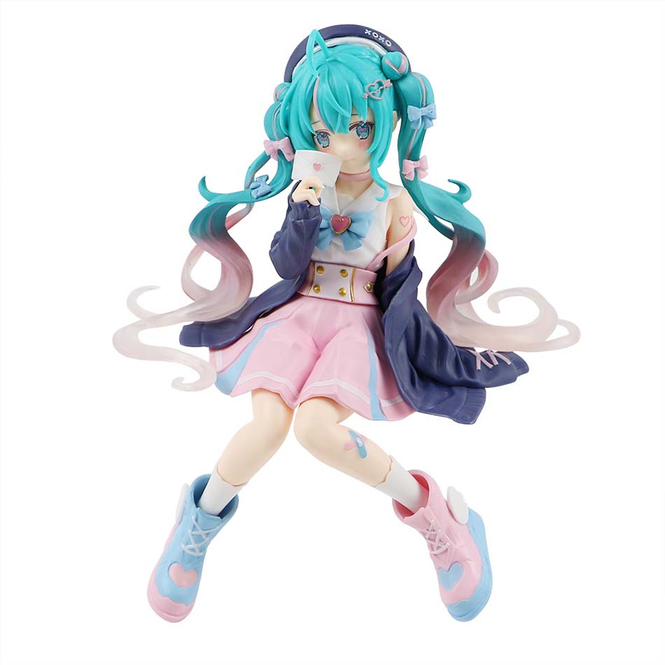 Hatsune Miku Anime Figure Pink Sakura Sitting Position PVC Action Figure Model Toy Decoration Collect Gifts