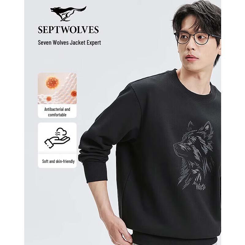 SEPTWOLVES Men s Cotton-Blend Round Neck Sweatshirt 2XL