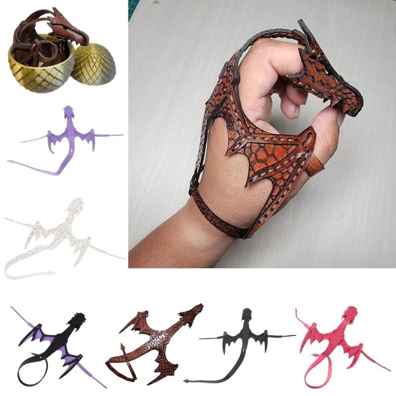Adjustable Length Handchain PU Leather Dragon Bracelet Cosplay Cuff Arm Band for Fantasy Enthusiasts Unique Accessory