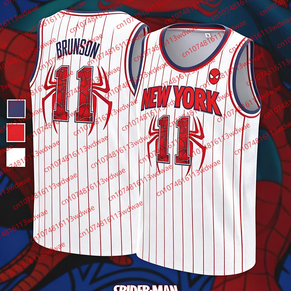 New York Classic Basketball Jersey Spider-Man Basketball Vest Brunson 11 Basketball Jersey Fans Marvel Special Edition Tee
