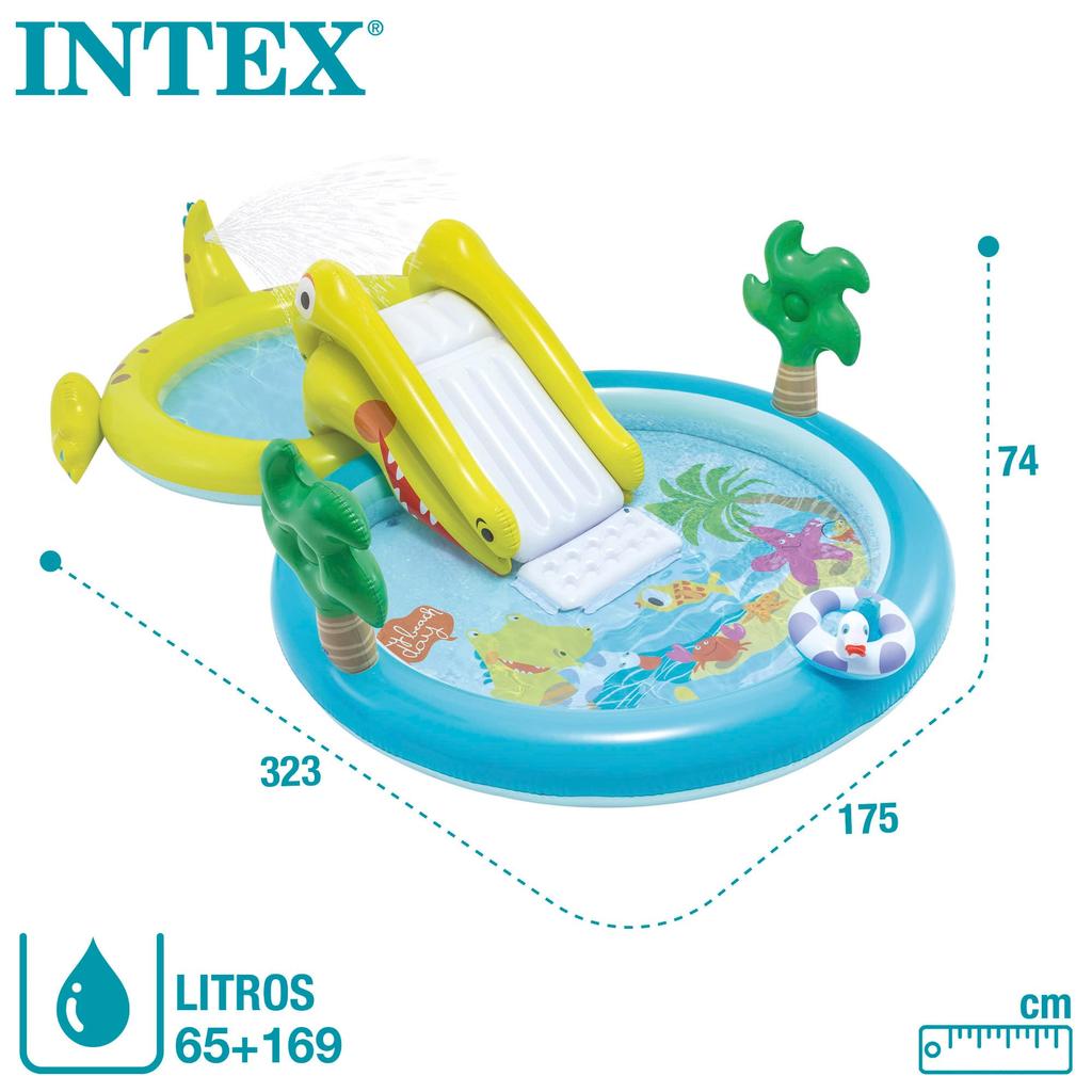 INTEX Gator Play Center Pool with Slide, Round, 57164