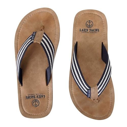 Lazy Jacks Boys Contrast Striped Flip Flops