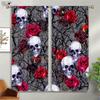 Blackout Insulation Curtains Floral Skull Print Curtains Suitable for Halloween Restaurant Living Room Party Decoration Curtains