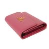 Used 11569 Saffiano Compact Wallet 1MH025 QWA F0505 7942 Pink Trifold Unused Logo Metal Peony Women's from Japan