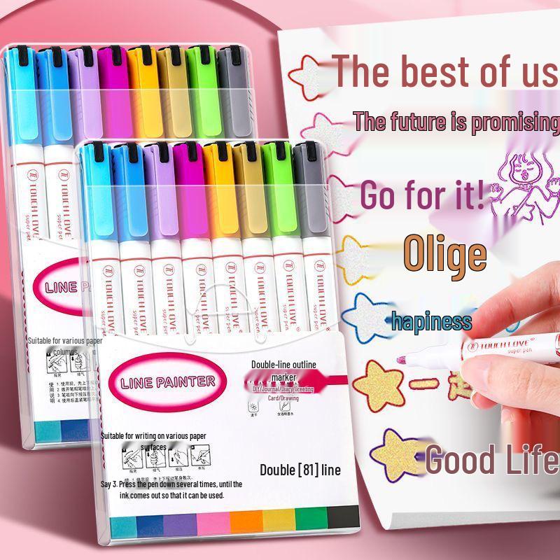 Dual-Outline Sandwich Glitter Highlighter for Journals and Handmade Drawings