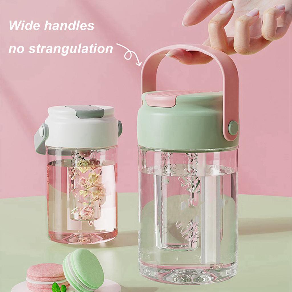 Straw Water Bottle Built in Tea Strainer with Handle PC 800ml Beautiful Cute Straw Bottle for Girls
