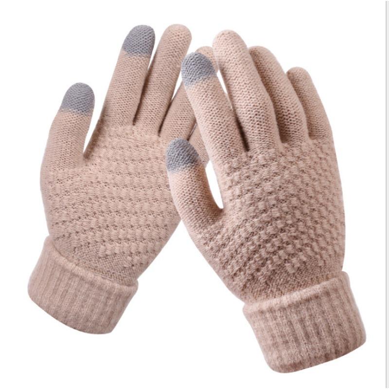 Touch Screen Gloves Women's Winter Knitted Fleece Jacquard Thickened Non-slip Warm Fashion Winter Gloves