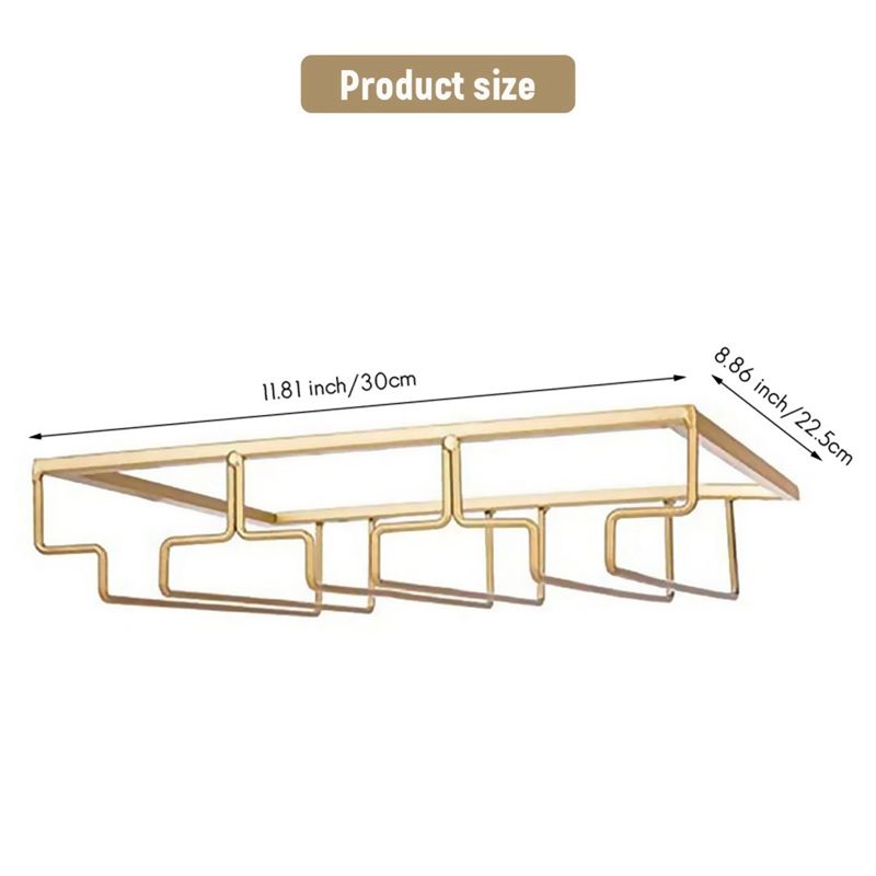 AEE2-3 Rows Wine Glass Rack Under Cabinet Stemware Holder Iron Wine Glass Organizer Glasses Storage Hanger For Bar Kitchen