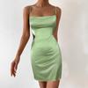 Summer New European and American Amazon Popular Sexy Slim and Thin Backless Straps Solid Color Suspender Dress Short