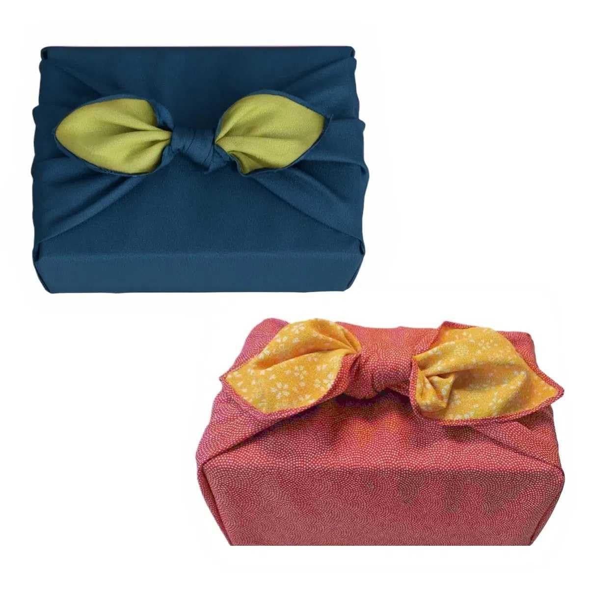 

SAWABIYA Furoshiki Set of Japanese Double Perfect for Wrapping Lunch Kimono Eco Solid Shark Print and Cherry Blossom Design (Wroshiki) 2, 70cm,