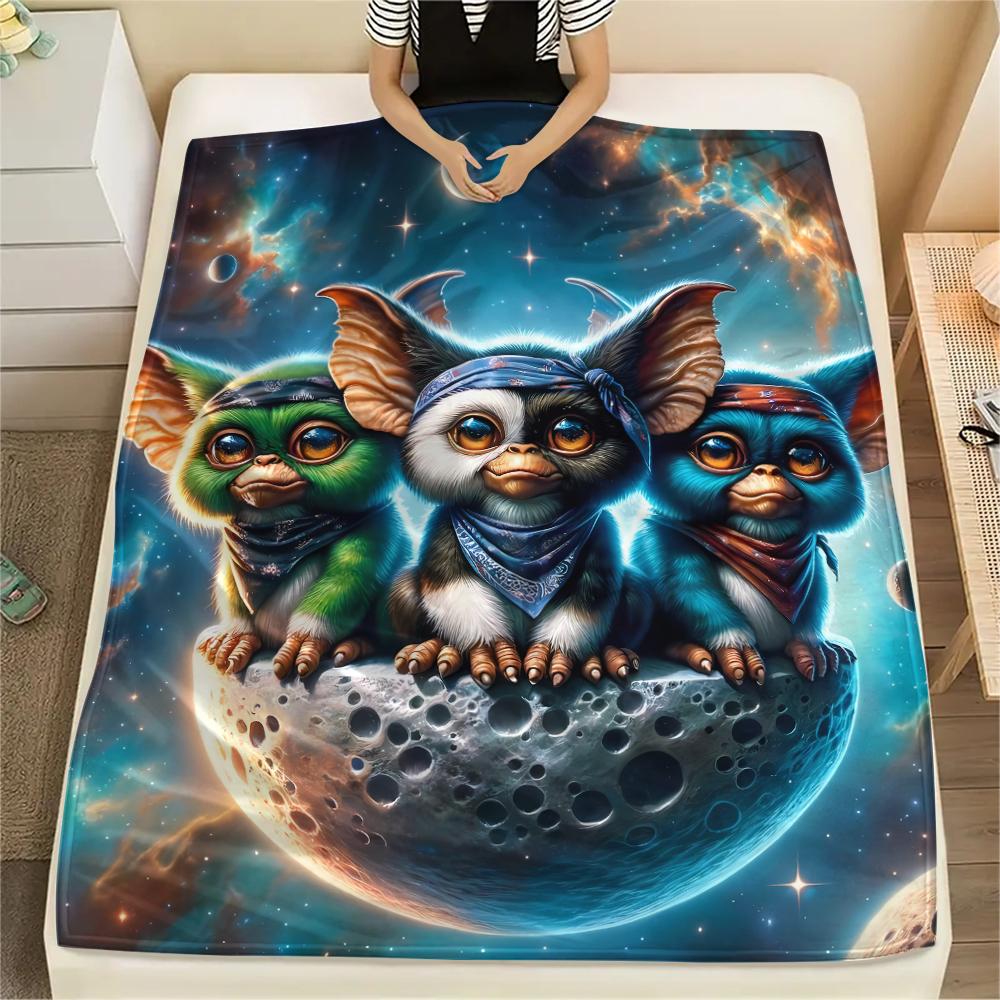 1pz Coperta in Flanella con Stampa Gremlins, Alta Qualità per Tutte le Stagioni, Arredamento per la Casa, Calore e Comfort, Perfetta per Regali di Natale