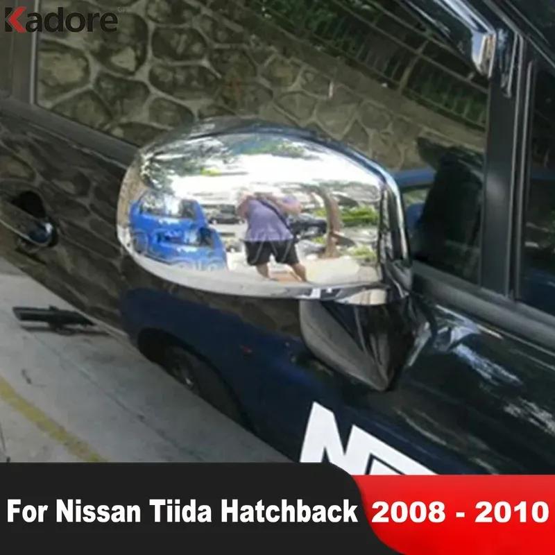 For Nissan Tiida Hatchback 2008 2009 2010 Chrome Car Rearview Mirror Cover Trim Side Wing Mirror Cap Shell Overlay Accessories