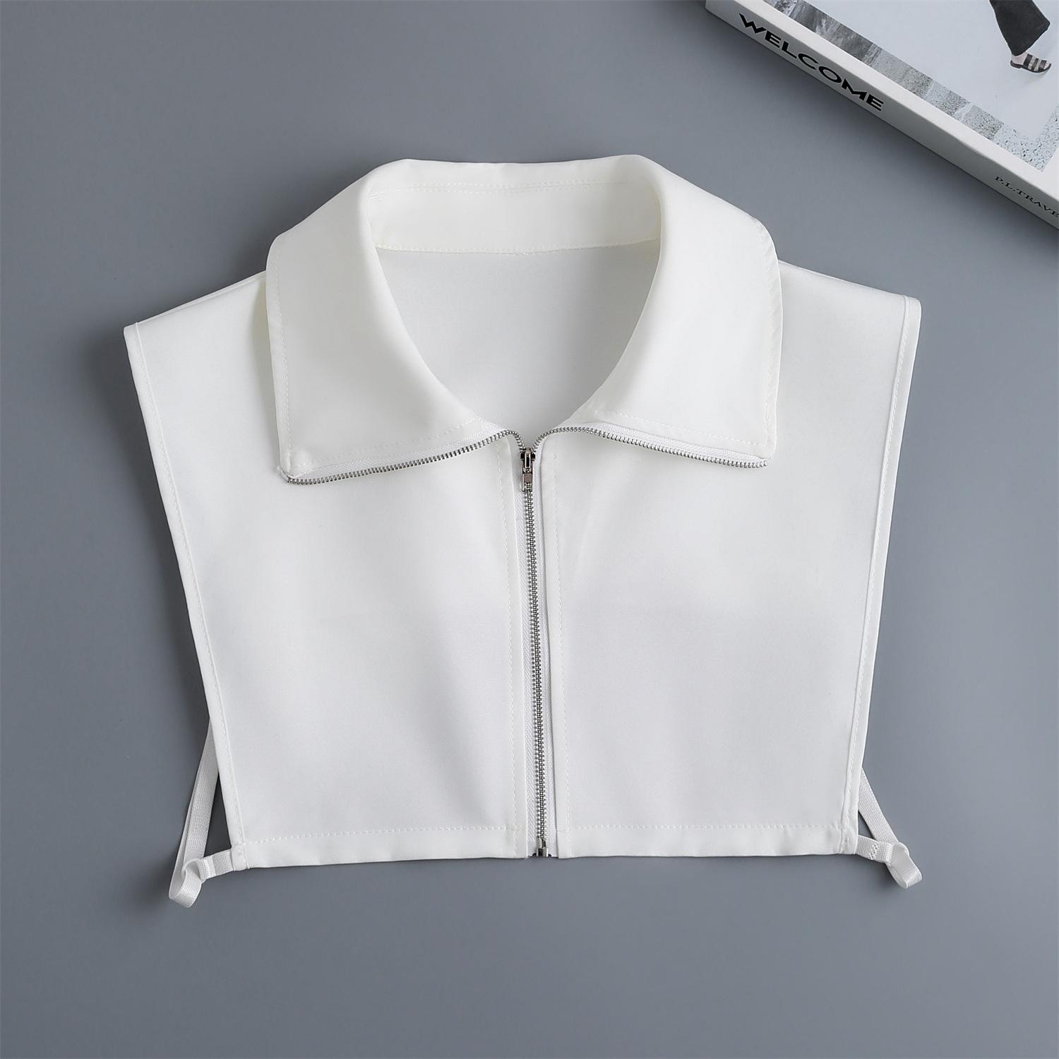 

Новинка Молния Половина Рубашки Съемный Воротник для Женщин Большой Лацкан Осень Сочетающийся Свитер Толстовка Поддельные Воротники