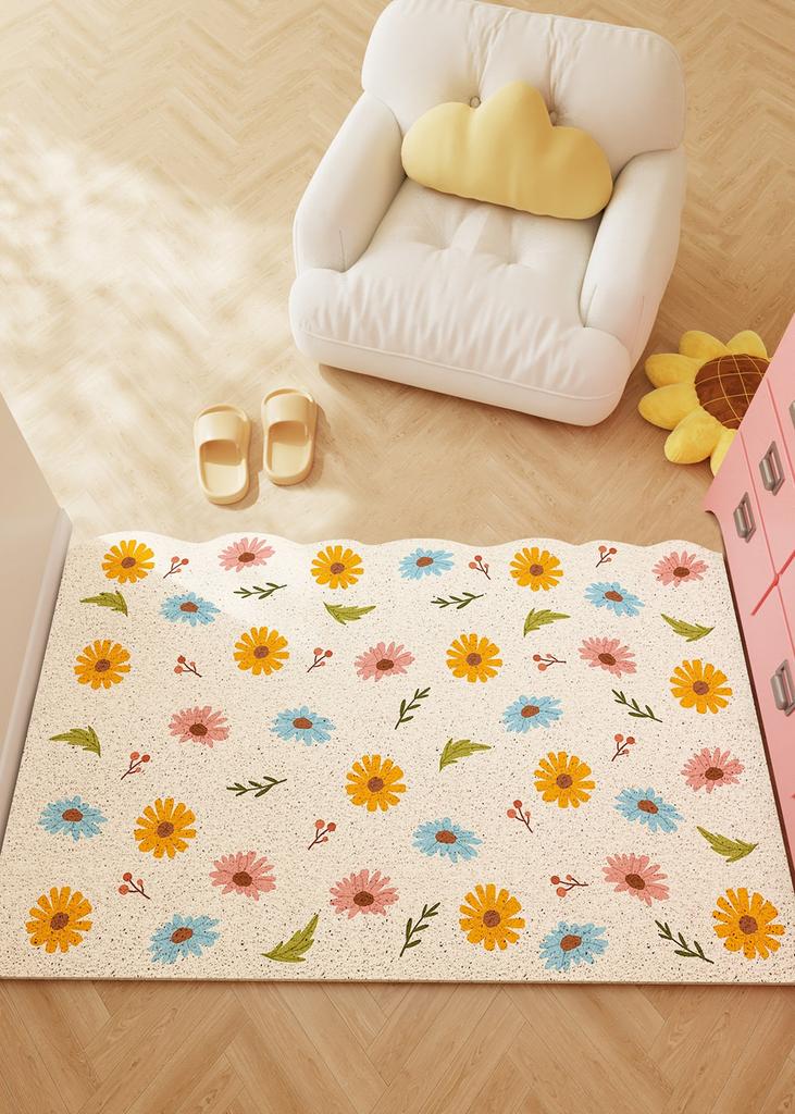 Flower Pattern Carpets for Living Room Fluffy Soft Study Floor Mat Cream Style Bedroom Decor Girl Carpet Thick Plush Bedside Rug