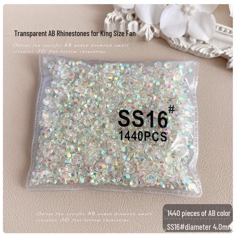 SS3 SS4 King Fan AB Iridescent Small Round Flat-back Rhinestone for DIY Nail Art Accessories