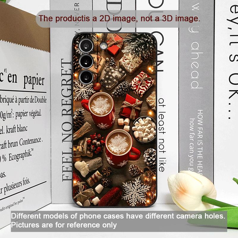 A Christmas Decoration Hot Coffe Cup Pattern Phone Case for Samsung Galaxy S25 S24+ S23 Ultra S22 Plus S21 FE M53 M55 Soft Cover