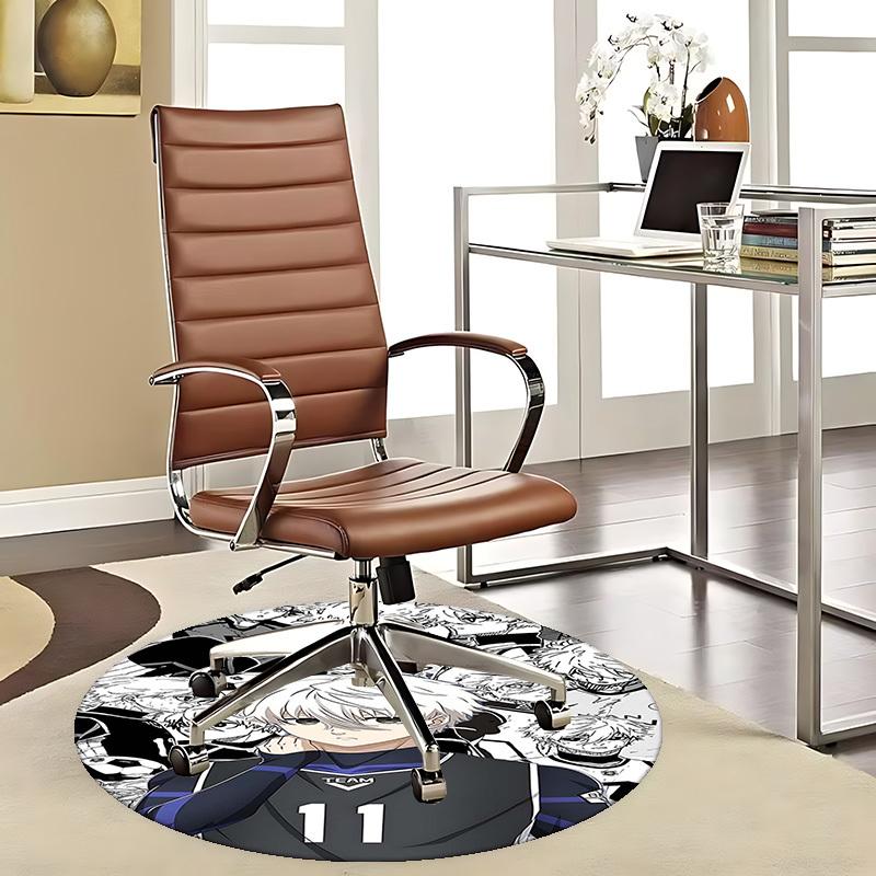 1pc Anime Design Round Carpet for Office Chair Mat, Non-Slip Rug Suitable for Home Decor, Living Room
