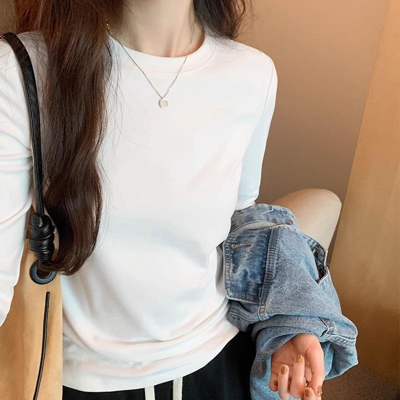

Women s Double-Sided German Velvet Shirt, Autumn/Winter 2026, Round Neck, Long Sleeves, Brushed Inner Layer, Stylish Ins T-Shirt XL (Weight 115-125) белый