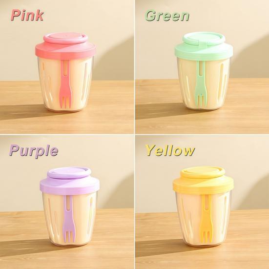 Portable Salad Cup with Fork Double-Layer Salad Bowl for Efficient Drainage Yogurt