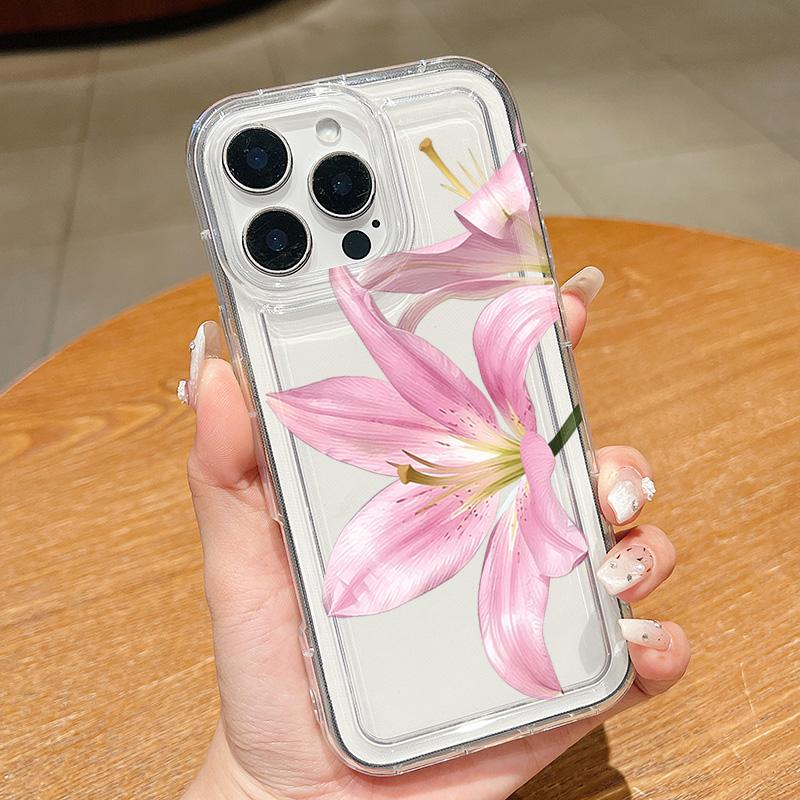 Lily Flower Pattern Phone Case For Samsung Galaxy S26 Ultra S25 S24 S23 S22 Plus S21 FE A14 A35 A55 A54 5G Soft Clear Cover