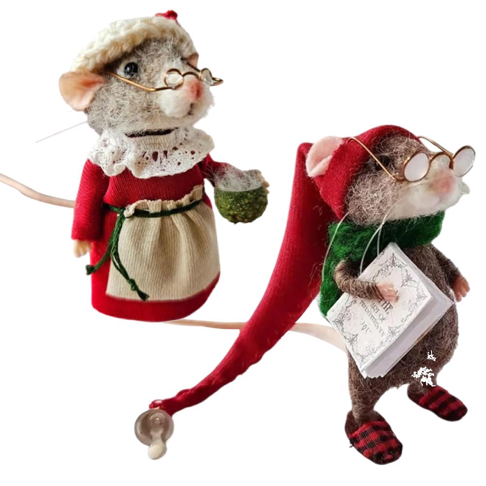 Mouse Doll Christmas Needle Felted Mouse Needle Felted Craft Decorations Mouse Handmade Wool Felted Only Material Package.