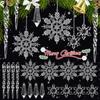 Acrylic Christmas Ice Pendants Crystal Clear Snowflake Icicle Xmas Tree Hanging Pendant Ornaments New Year Home Party Decoration