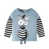Spring & Autumn 2025 Kids' 3D Cartoon T-shirt with Striped Sleeves - 100% Cotton for Boys