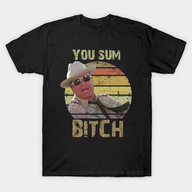 Asian Size Men Black Print T-shirt You Sumbitch Vintage No-Cut Print Cotton Tshirt