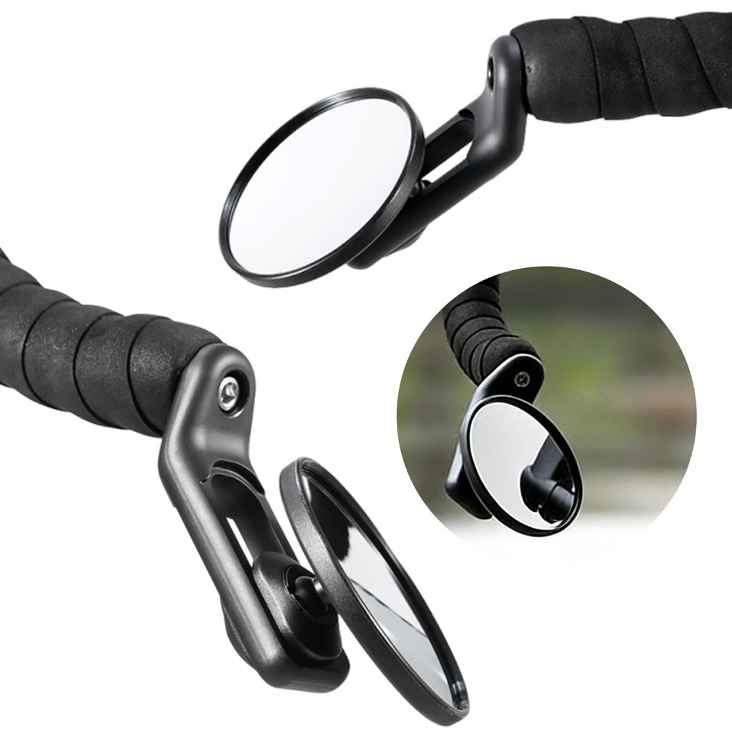 1pc Bicycle Handlebar End Rear View Mirror 360 Adjustable Rotatable Handlebar Plug Rearview Mirror Wide-Angle Bike Convex Mirror