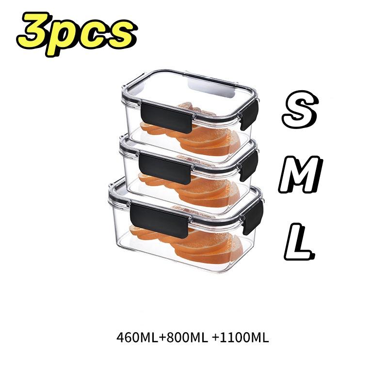 3 Größen Kühlschrank Aufbewahrungsbox Klar Versiegelt Rechteckig Frischhalteboxen Lebensmittel Gemüse Obst Lunchbox Küchenorganisator
