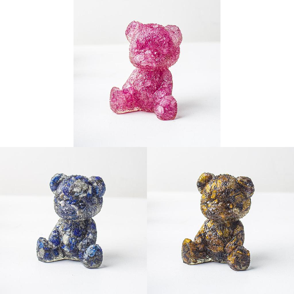 Crystal Resin Bear Desk Ornament With Natural Water Crystals For Home Office Decor