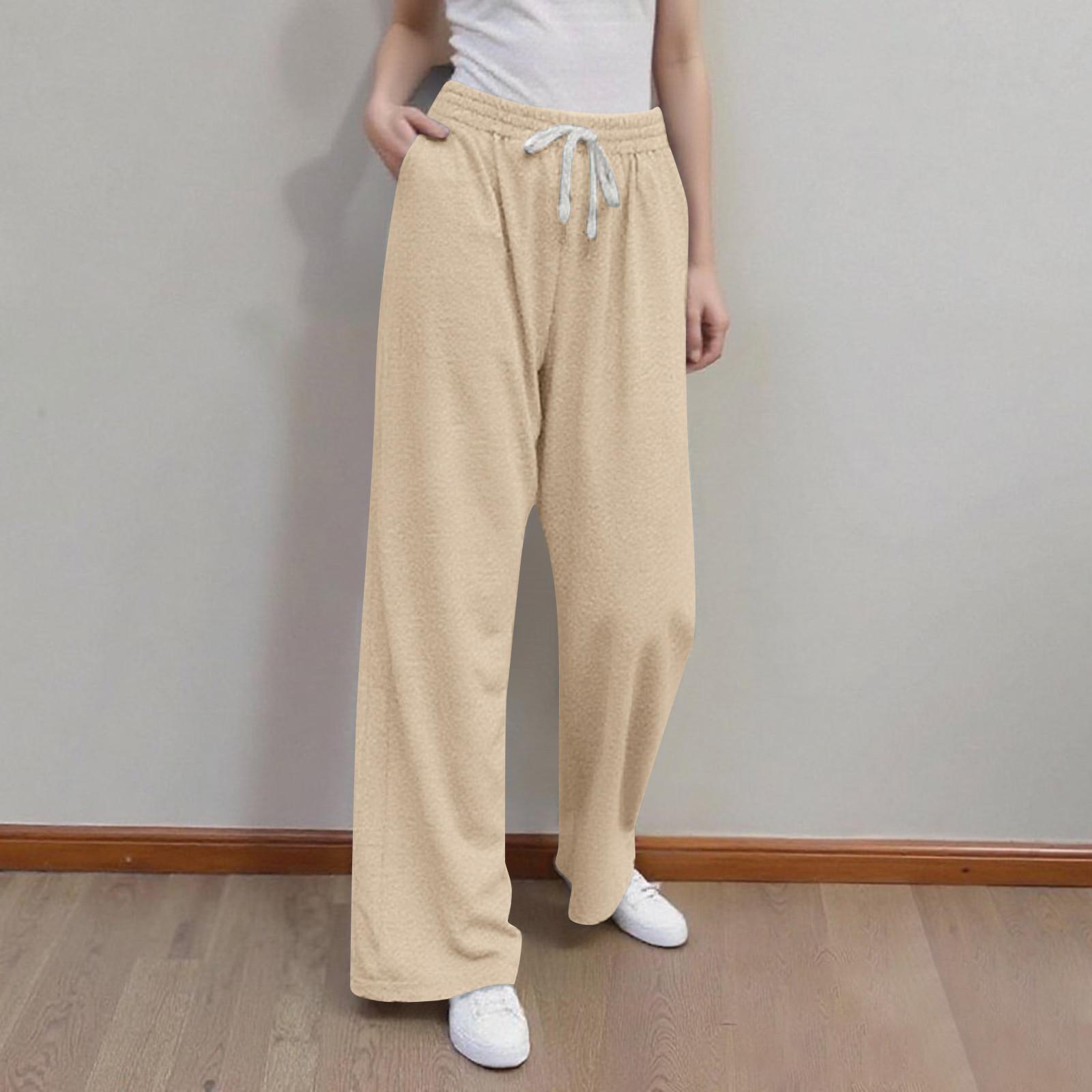 

Women s Wide Leg Sweatpants Casual High Waist Loose Straight Track Pants Drawstring Sports Jogging Pants With Pockets XXL хаки