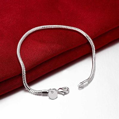 Braccialetti di lusso in argento sterling 925 da 3 mm con osso di serpente per donna, uomo, gioielli, moda, accessori per feste e matrimoni, regali