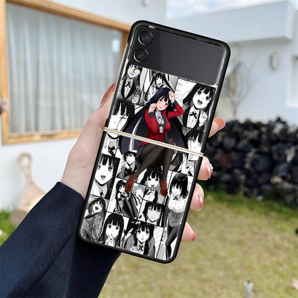 

Противоударный чехол для Samsung Galaxy Z Flip 4 3 5G Funda ZFlip4 Черный Жесткий ZFlip3 zflip4 Чехлы Крышка Аниме Kakegurui Jabami Samsung Z Flip 5G