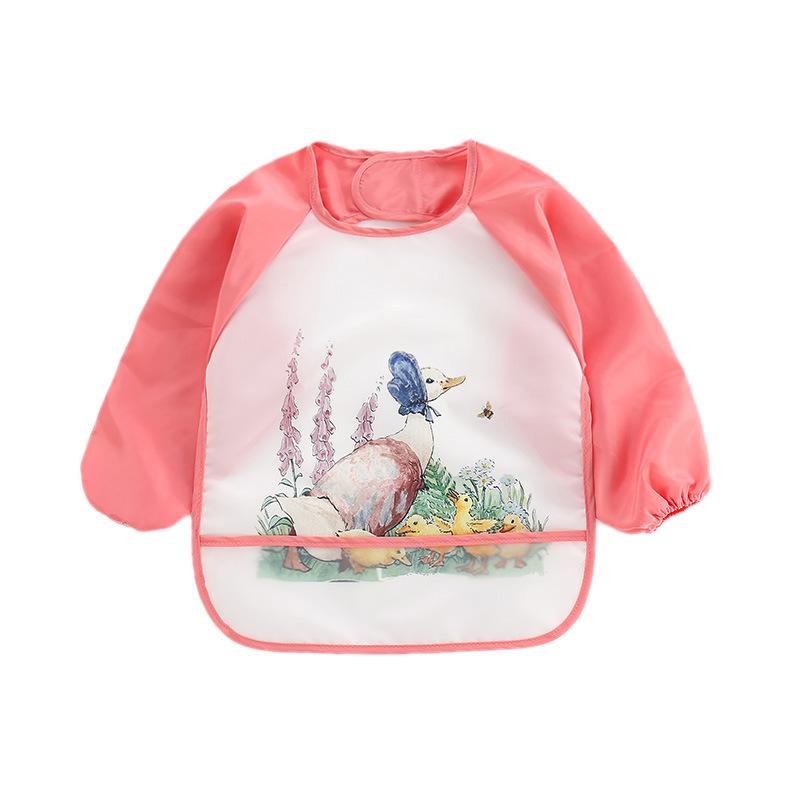 Cute Baby Bibs Toddler Baberos Bavoir Waterproof Long Sleeve Apron Cartoon Animals Children Feeding Smock Bib Baby Stuff 0-3Y