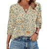Bluză Casual de Damă cu Decolteu în V, Croială Largă, Mânecă 3/4, Imprimeu Floral, Detaliu cu Nasturi, Top Ușor pentru Purtare Zilnică