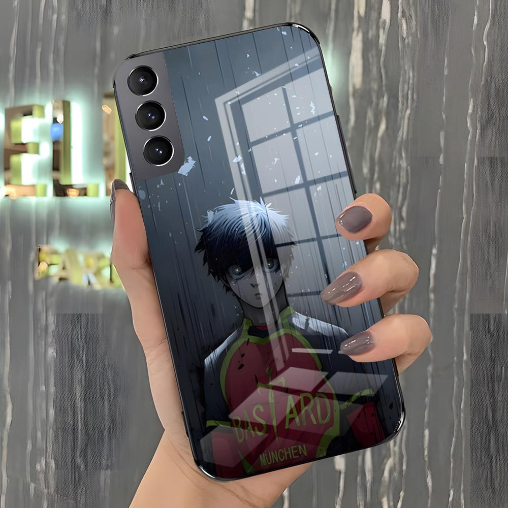 

Чехол для телефона B-Blue Lock с рисунком из комиксов для Samsung A25 A13 A33 5G A54 A36 A35 A56 A52 A14 Ударопрочная стеклянная крышка Samsung A24 4G