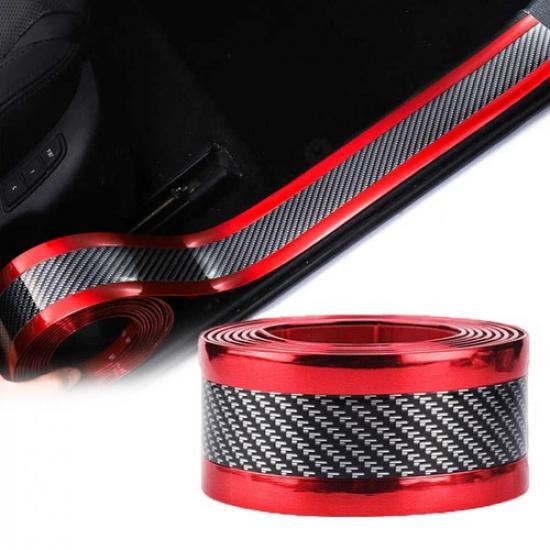 Red Carbon Fiber Door Plate Bumper Scuff Sill Cover Anti Scratch Sticker 2M EOA