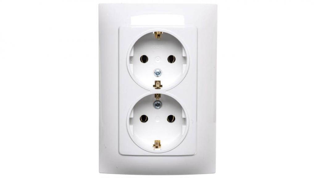 Simon 10 Gniazdo Podwójne Schuko Białe 16A 250V Ip20 Cgsz2/11