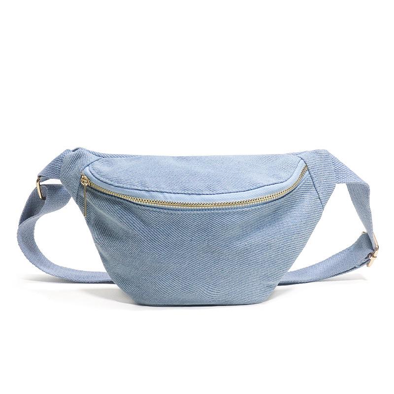 Women Waist Bag Fashiable Crossbody Bag for Men Simple Denim Chest Bag Outdoor Sports Bags Purse and Handbags one size синий