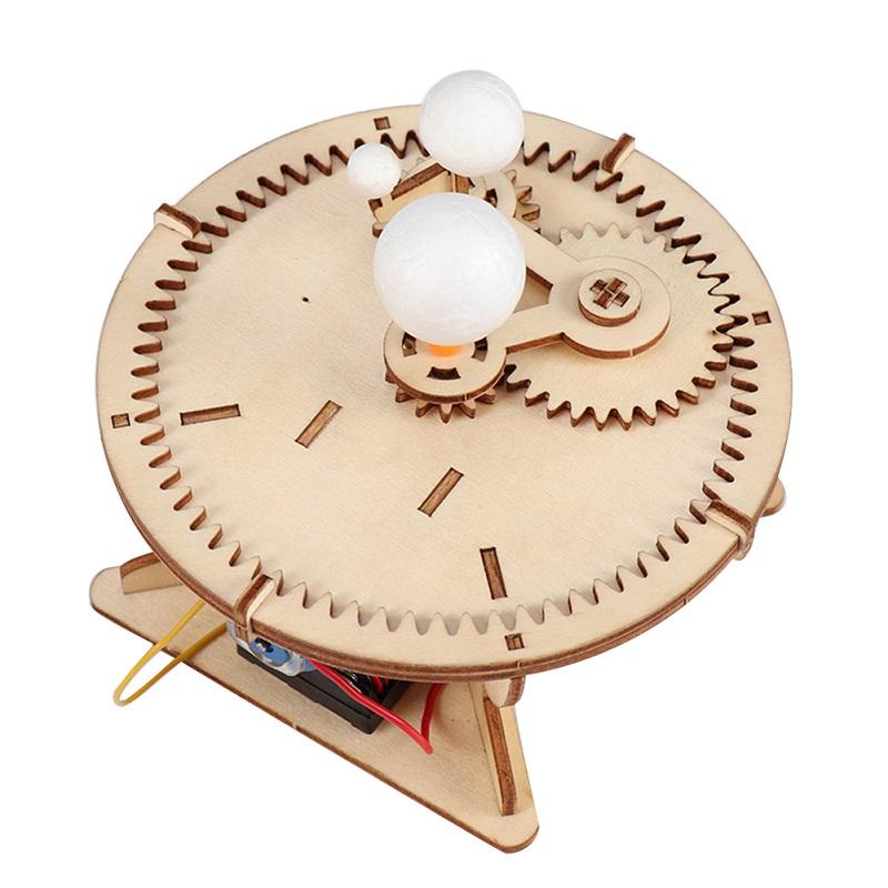 DIY Solar System Model Wooden Puzzle Mechanical Set Assembly Sun Earth Moon Planet Children's Education Science Toys