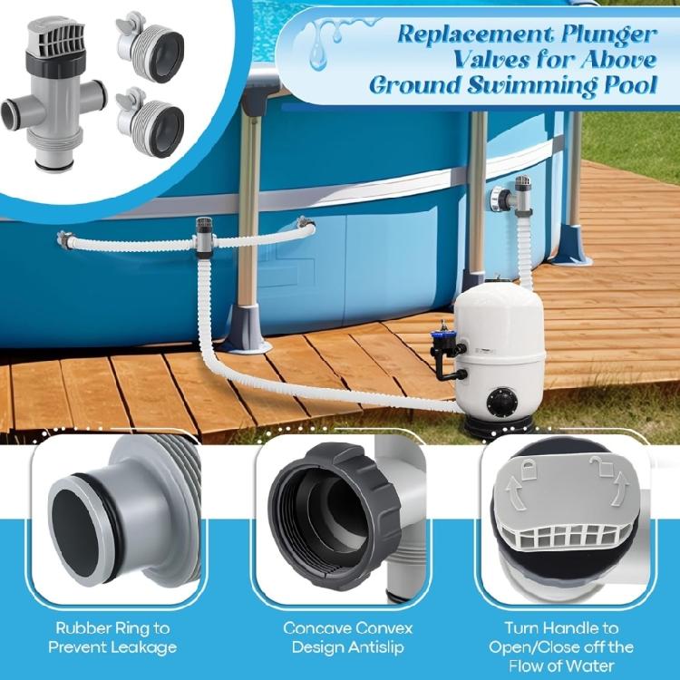Universal Pool Plunger Valves with Conversion Adapters Plastic Texture for Pools Enhanced Filtration and Maintenance