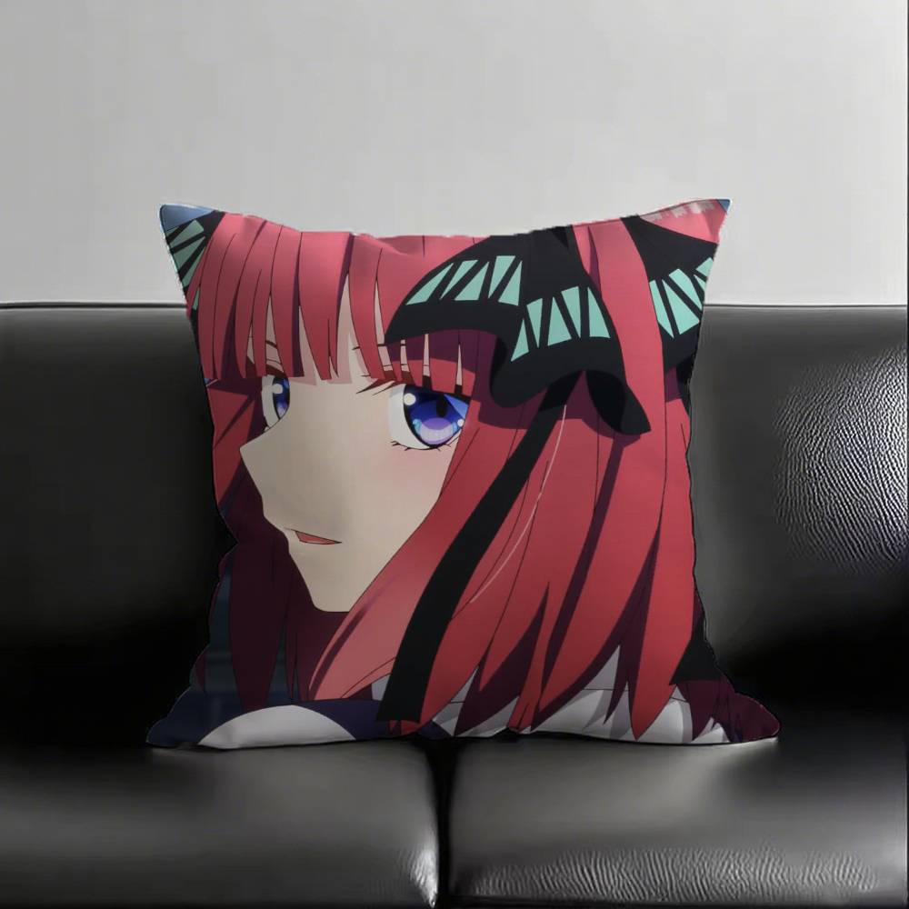 Nakano Nino LOVE Anime The Quintessential Quintuplets Pillow Case Fashion Square Pillowcase Sofa Room Ins Decoration Leisure