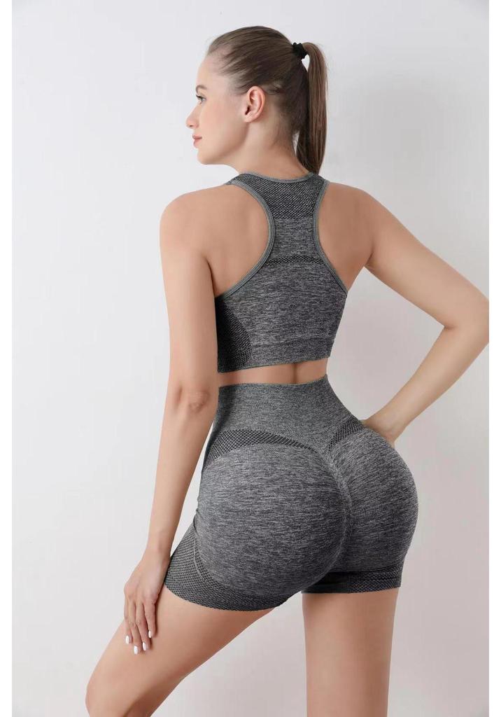 Naadloze Hoge Taille Yoga Set: Billenliften Sportbeha & Shorts